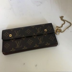 Authentic Louis Vuitton Monogram Accordion Wallet with Chain